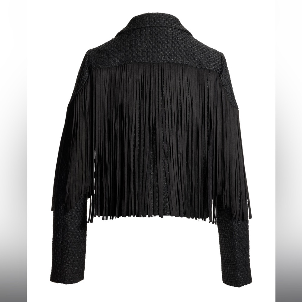 Boston Proper Black Fringed Cropped Blazer - NWT - Picture 3 of 8
